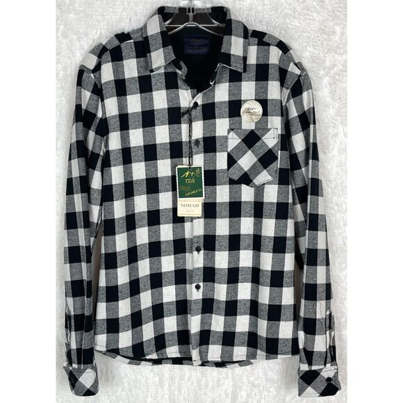 NWT Nomad Small Black White Buffalo Plaid Thermal Lined Button Down Shirt LS - Picture 1 of 7